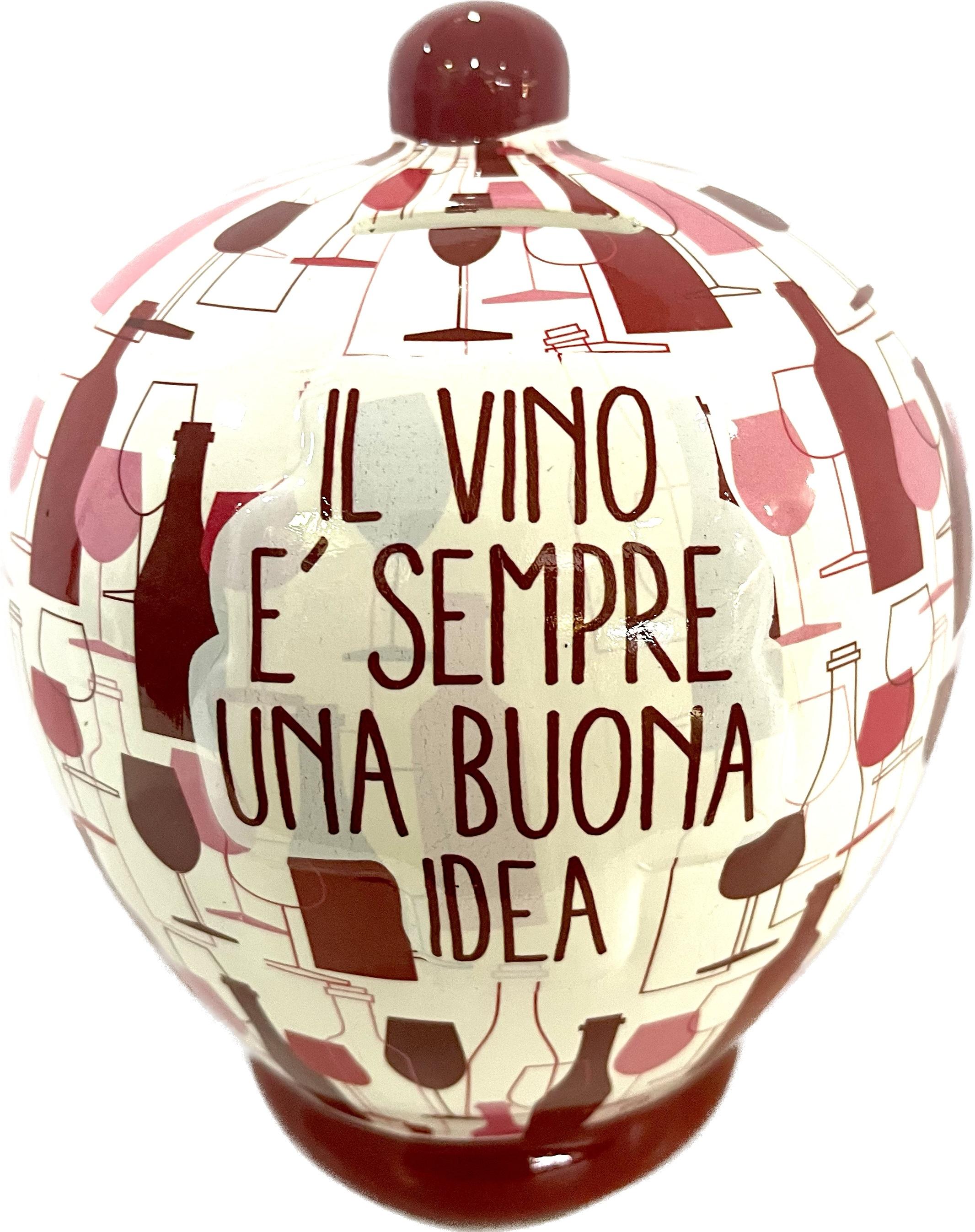 SALVADANAIO TERRACOTTA "IL VINO È SEMPRE UNA BUONA IDEA"