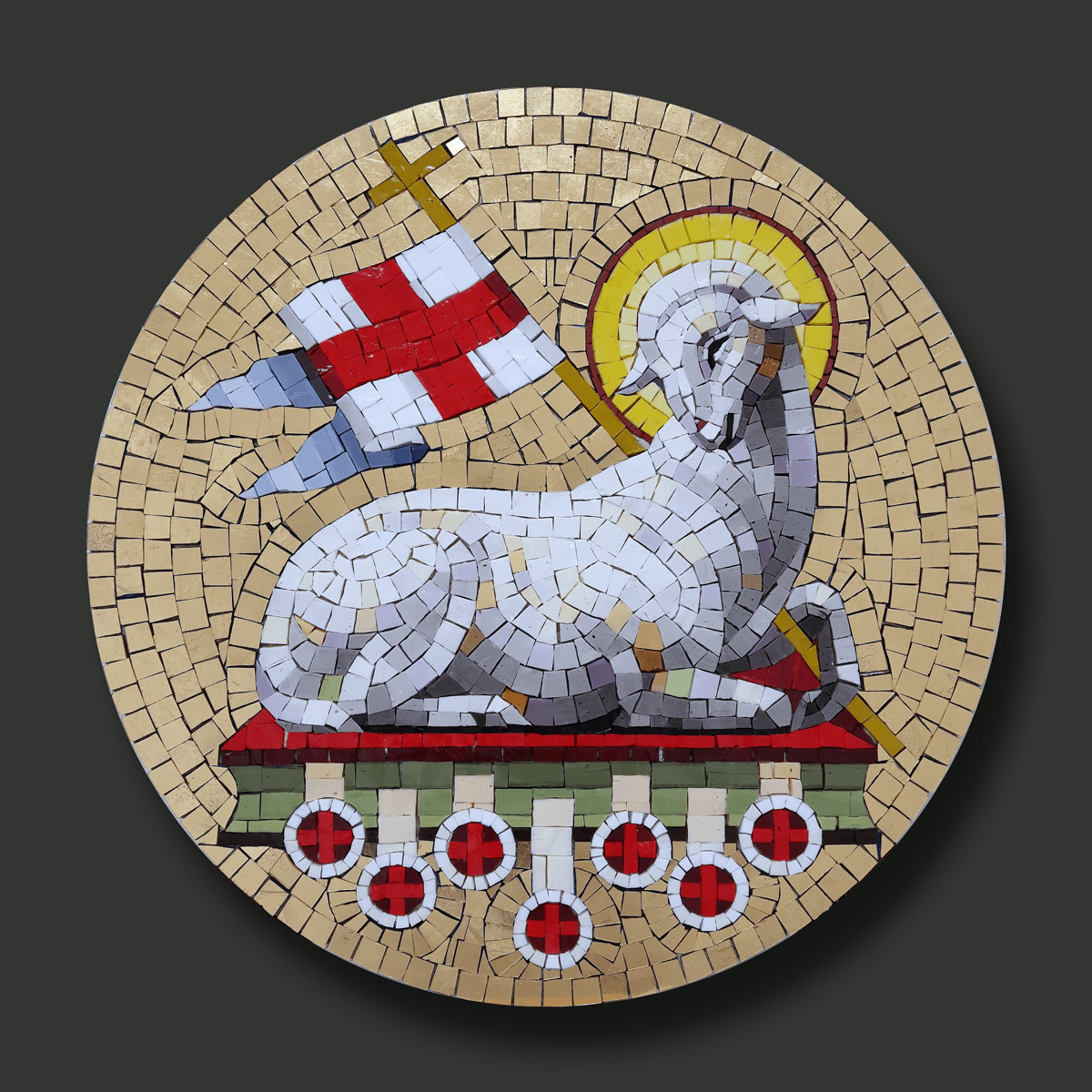 13" diameter - Mosaic medallion for altar