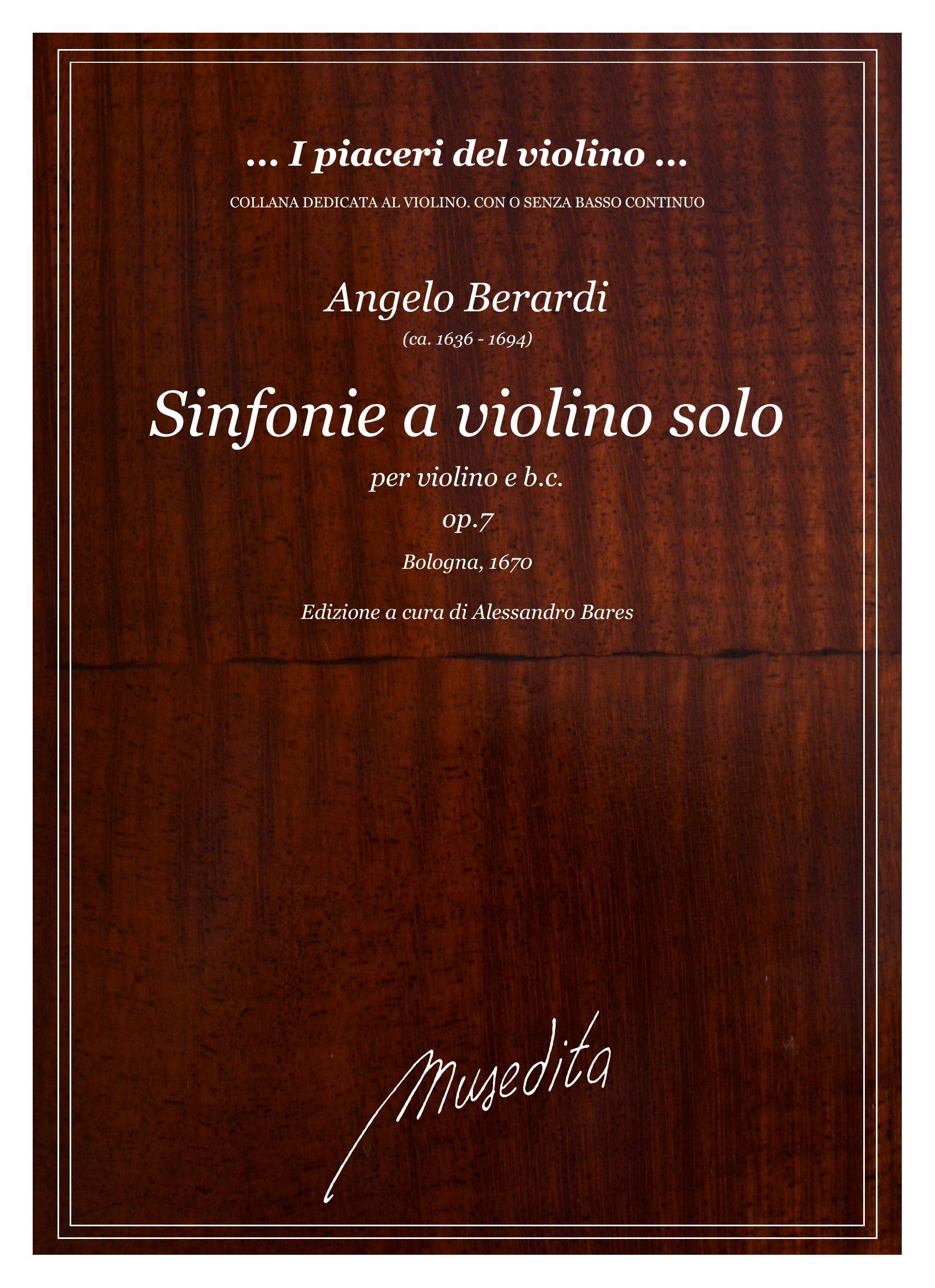 A.Berardi: Sinfonie a violino solo op.7 (Bologna, 1670)