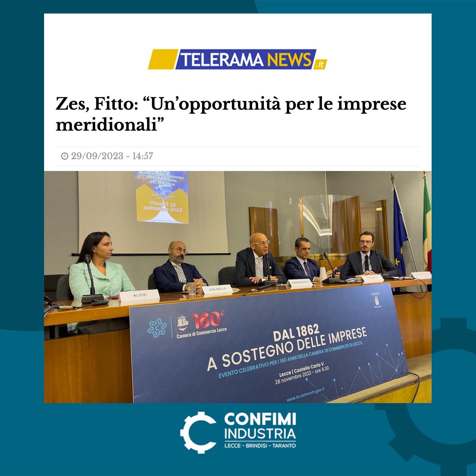 Zes, Fitto: “Un’opportunità per le imprese meridionali”