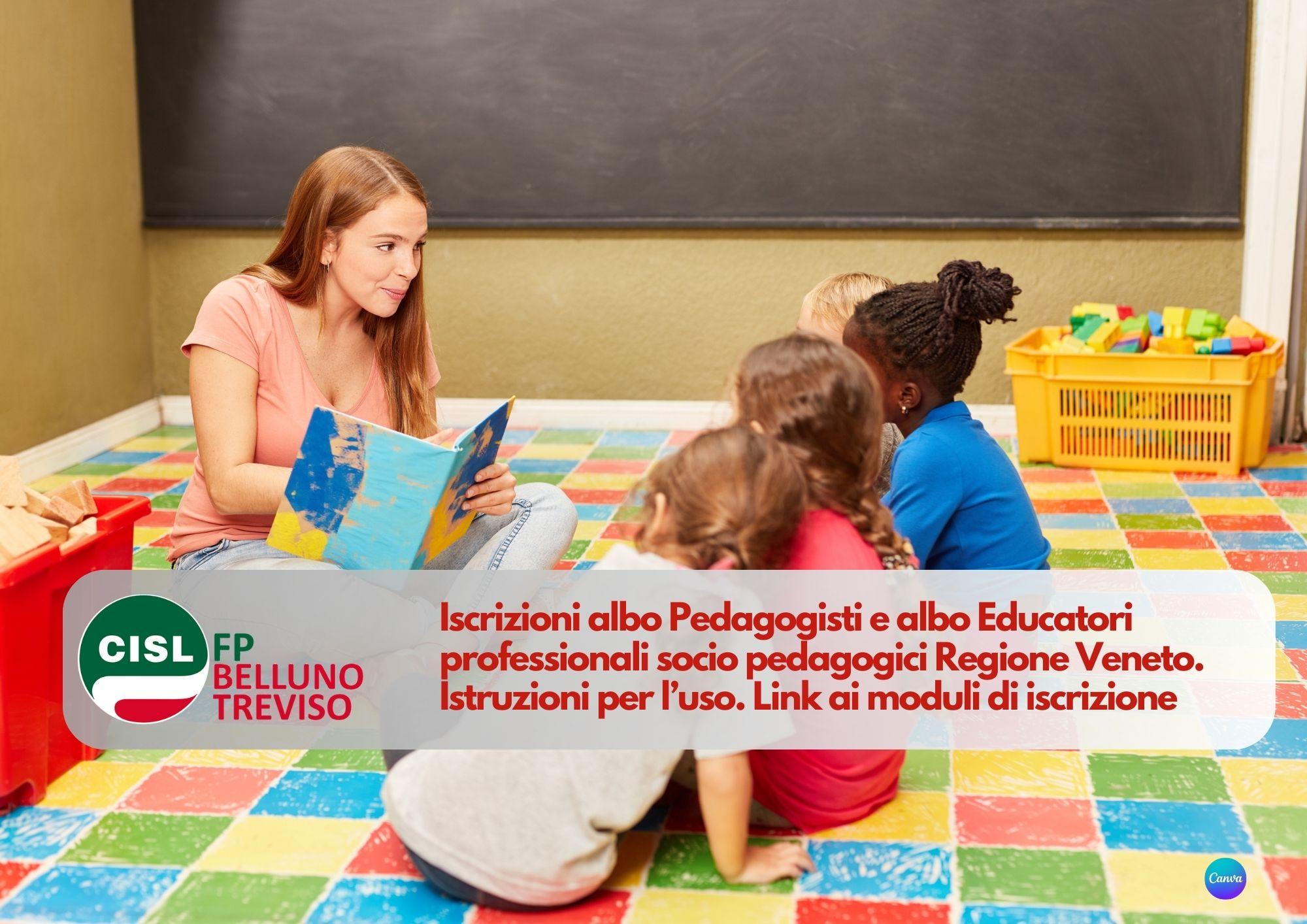 CISL FP Belluno Treviso. Iscrizioni albo Pedagogisti e albo Educatori professionali socio pedagogici