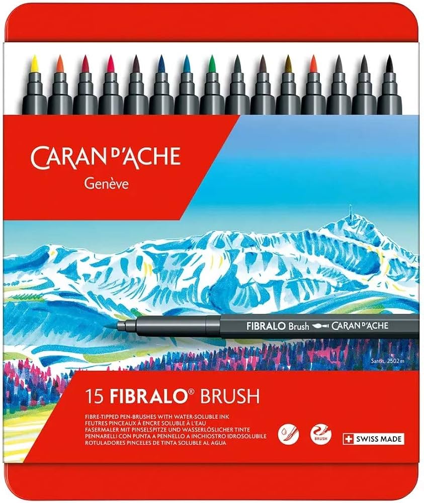 CARAN D'ACHE - 15 Fibralo Brush - Set 15 pennarelli acquerellabili