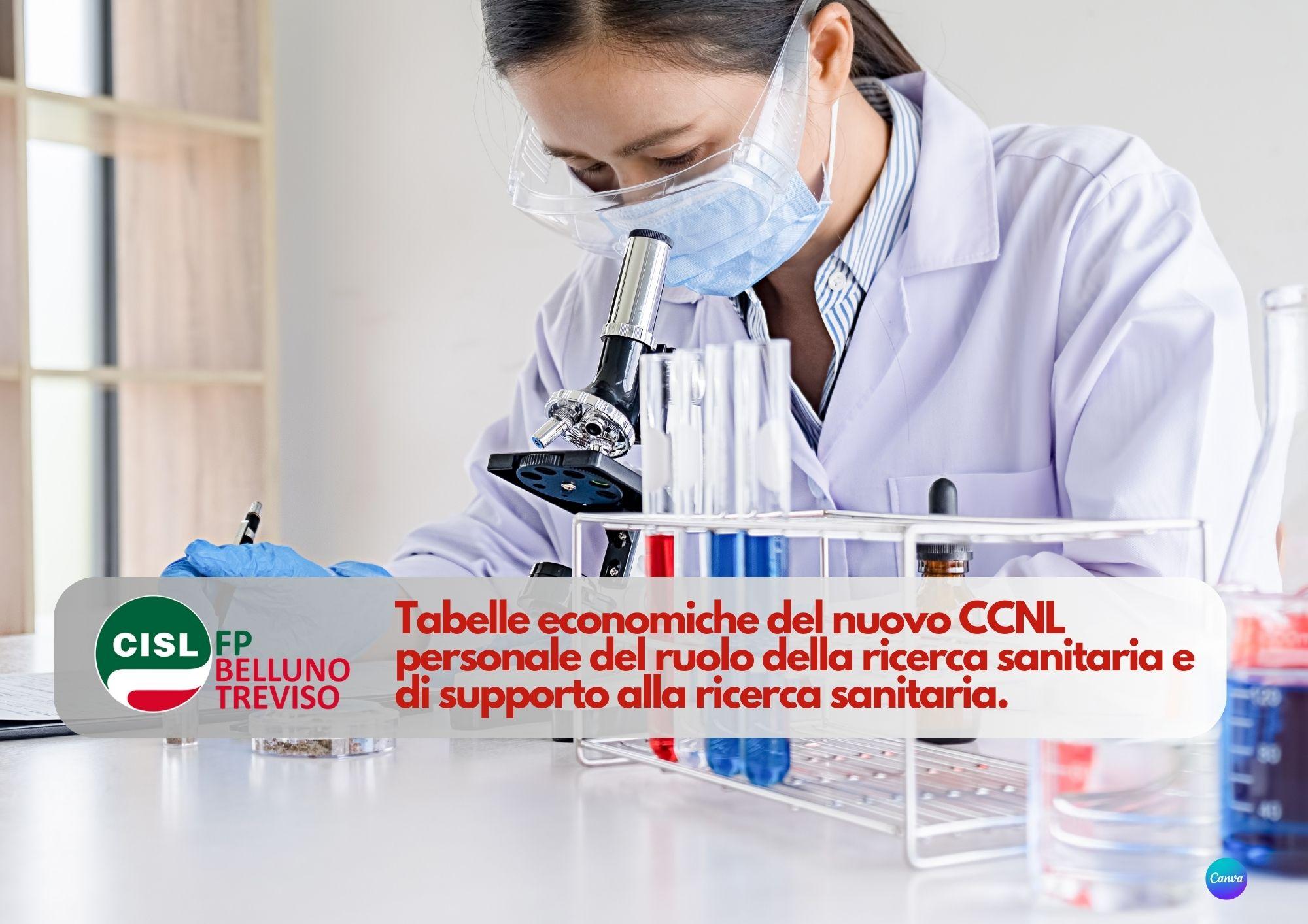 CISL FP Belluno Treviso. Nuovo CCNL personale ruolo ricerca sanitaria e supporto. Tabelle economiche