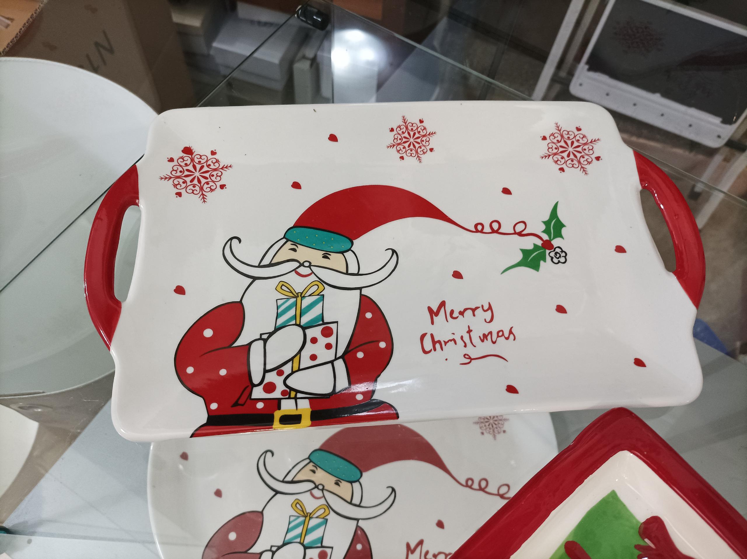 Vassoio in porcellana con decoro Babbo Natale