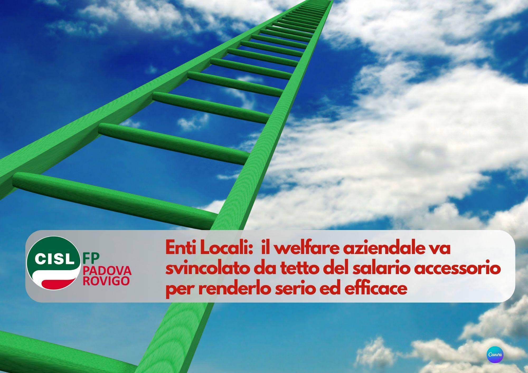 CISL FP Padova Rovigo. Enti Locali: il welfare aziendale va svincolato da tetto del salario accessorio.