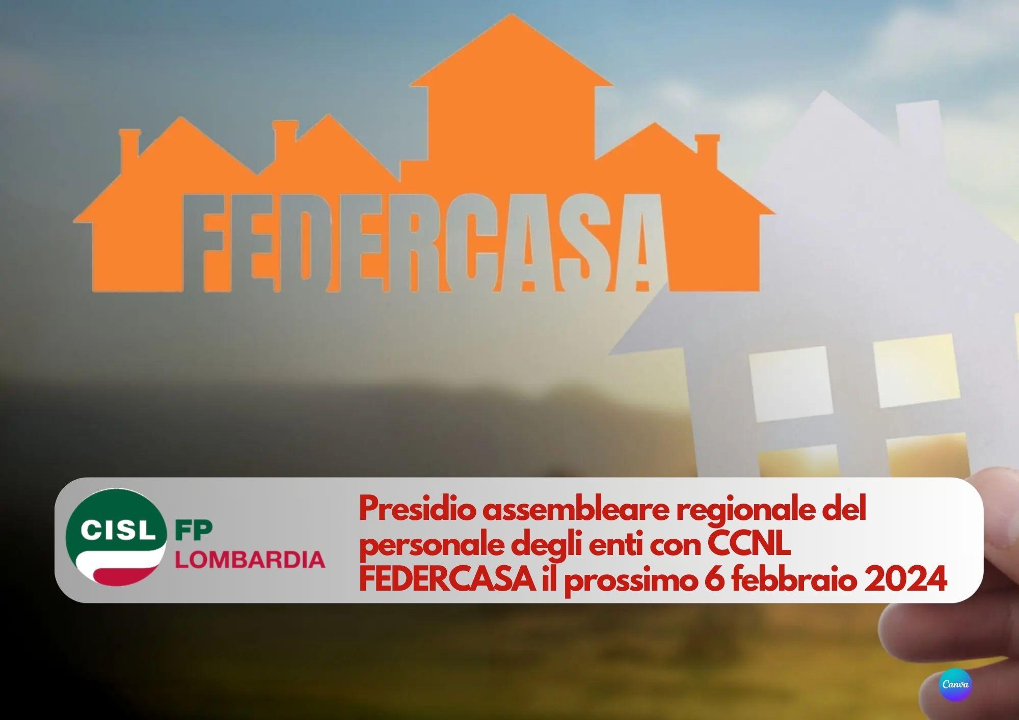 CISL FP Lombardia. Presidio assembleare regionale del personale con CCNL Federcasa il prossimo 6 febbraio 2024