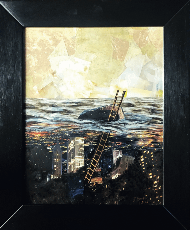 NUOVA VISIONE - tecnica mista collage e acrilico su tavola - cm 51x61