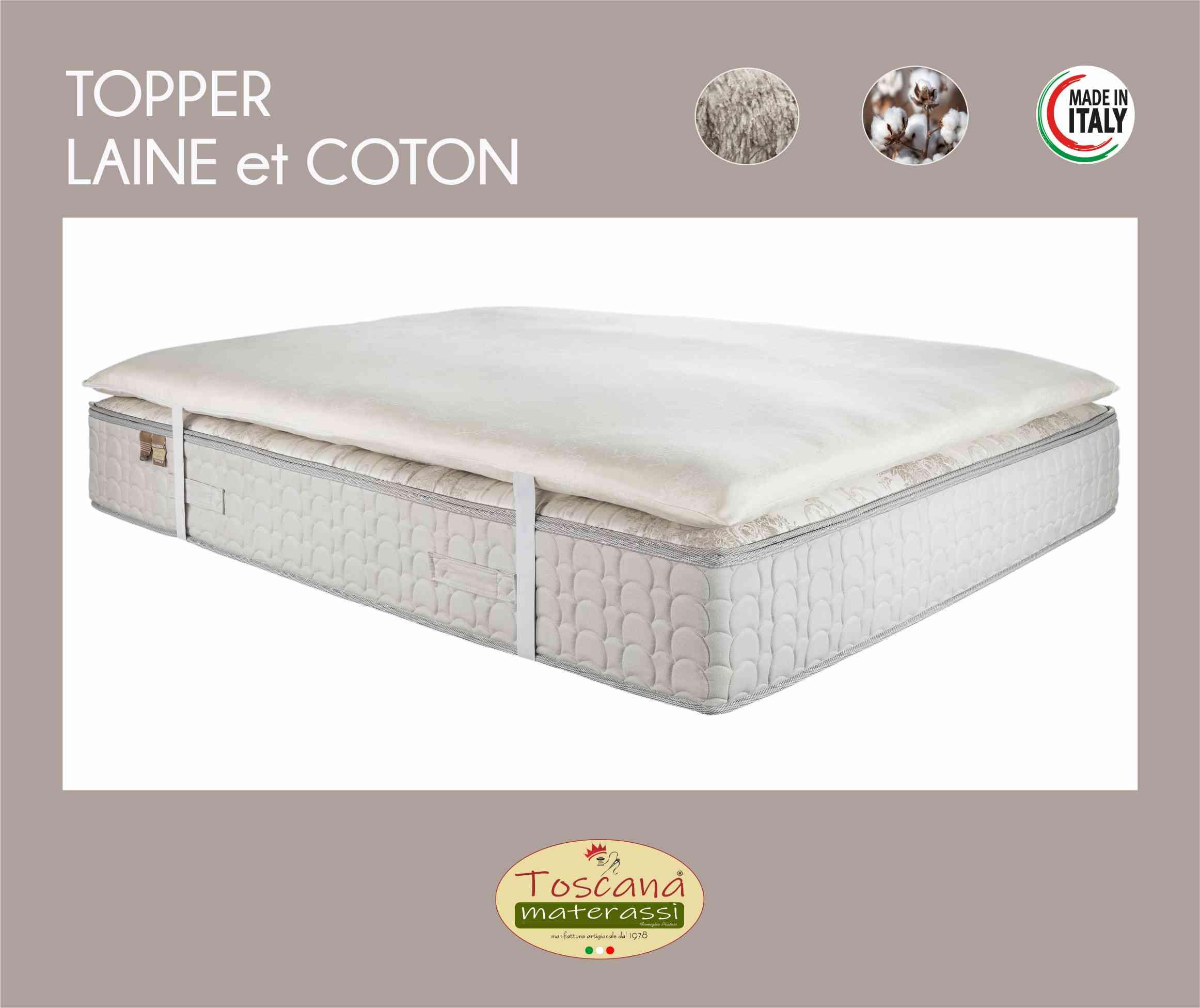 Surmatelas 100% laine et coton naturelle (housse amovible)