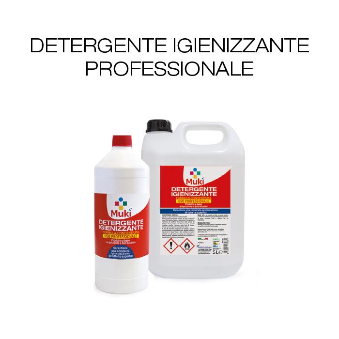 Detergente igienizzante al cloro per superfici dure. Sbianca, deterge ed igienizza.