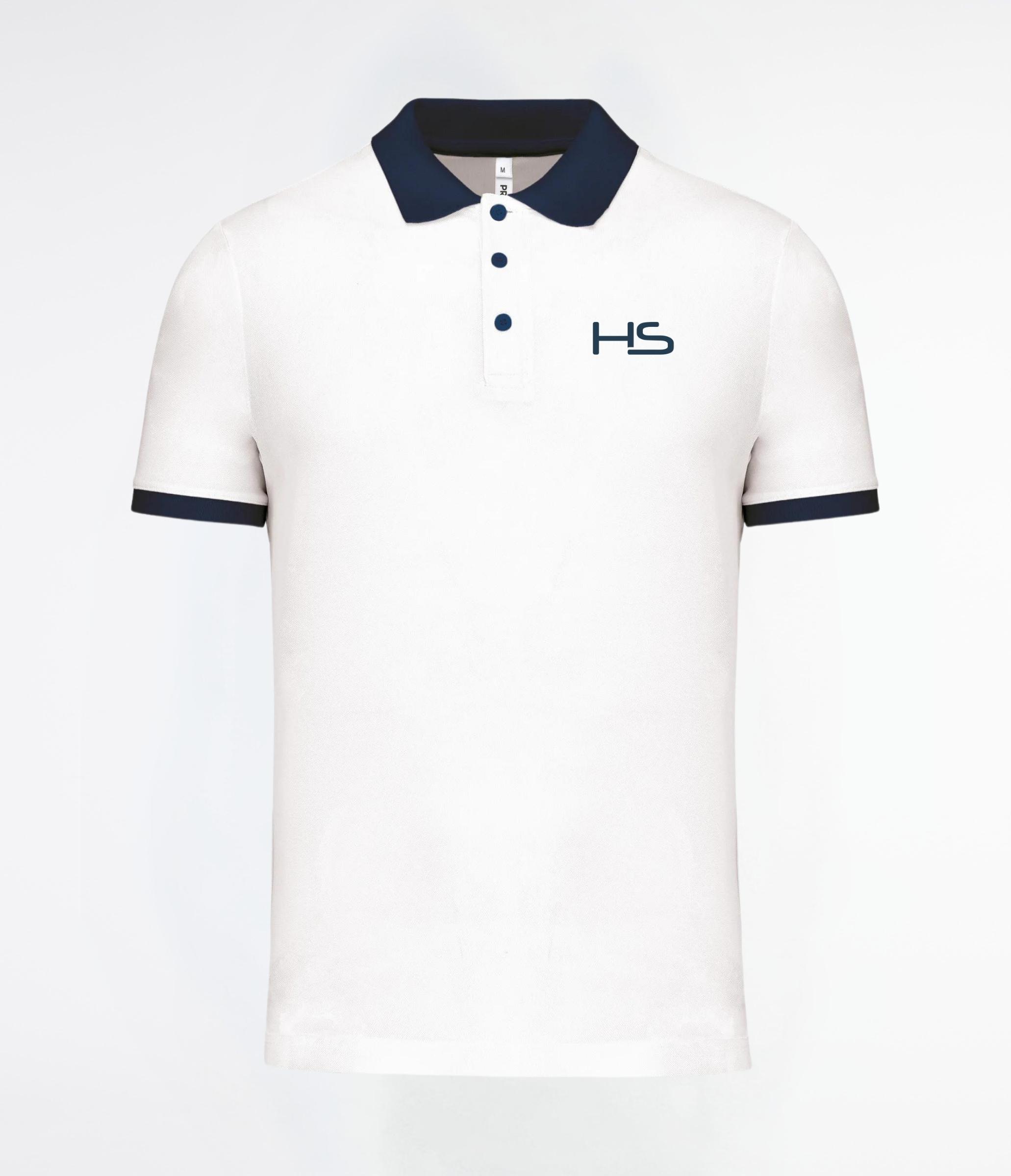 Polo piquè manica corta white/sporty navy