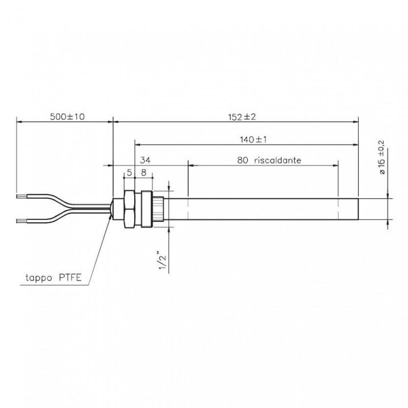 HT54489 Resistenza accensione per stufe a pellet, con raccordo filettato 1/2".