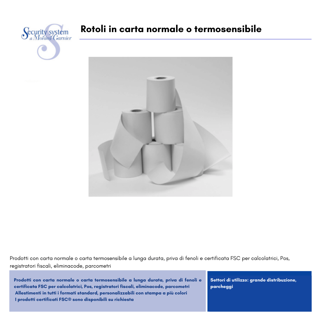 Rotoli in carta normale o termosensibile