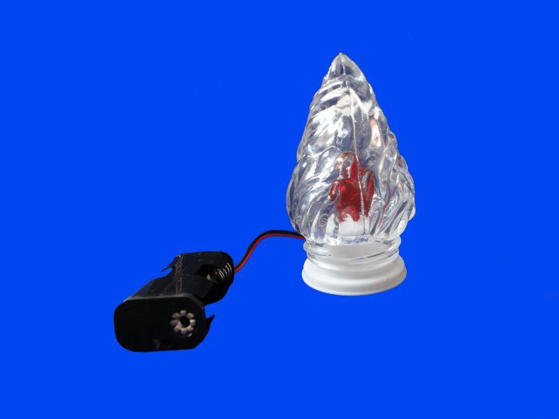 Lampada votiva a pile EL5 con fiammella di vetro micro e portapile 2 stilo