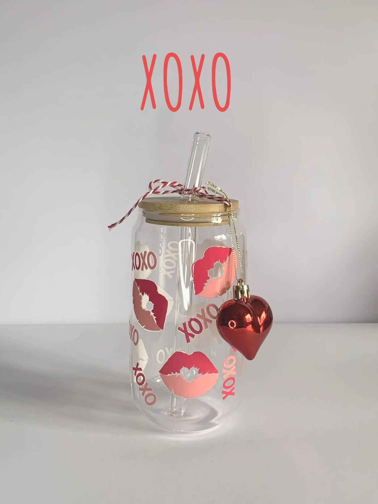 Tumbler vetro cannuccia in vetro San Valentino