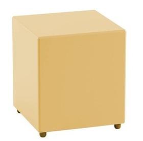 POUF CUBICO IN SIMILPELLE GIALLO IMBOTTITO 40X40X46