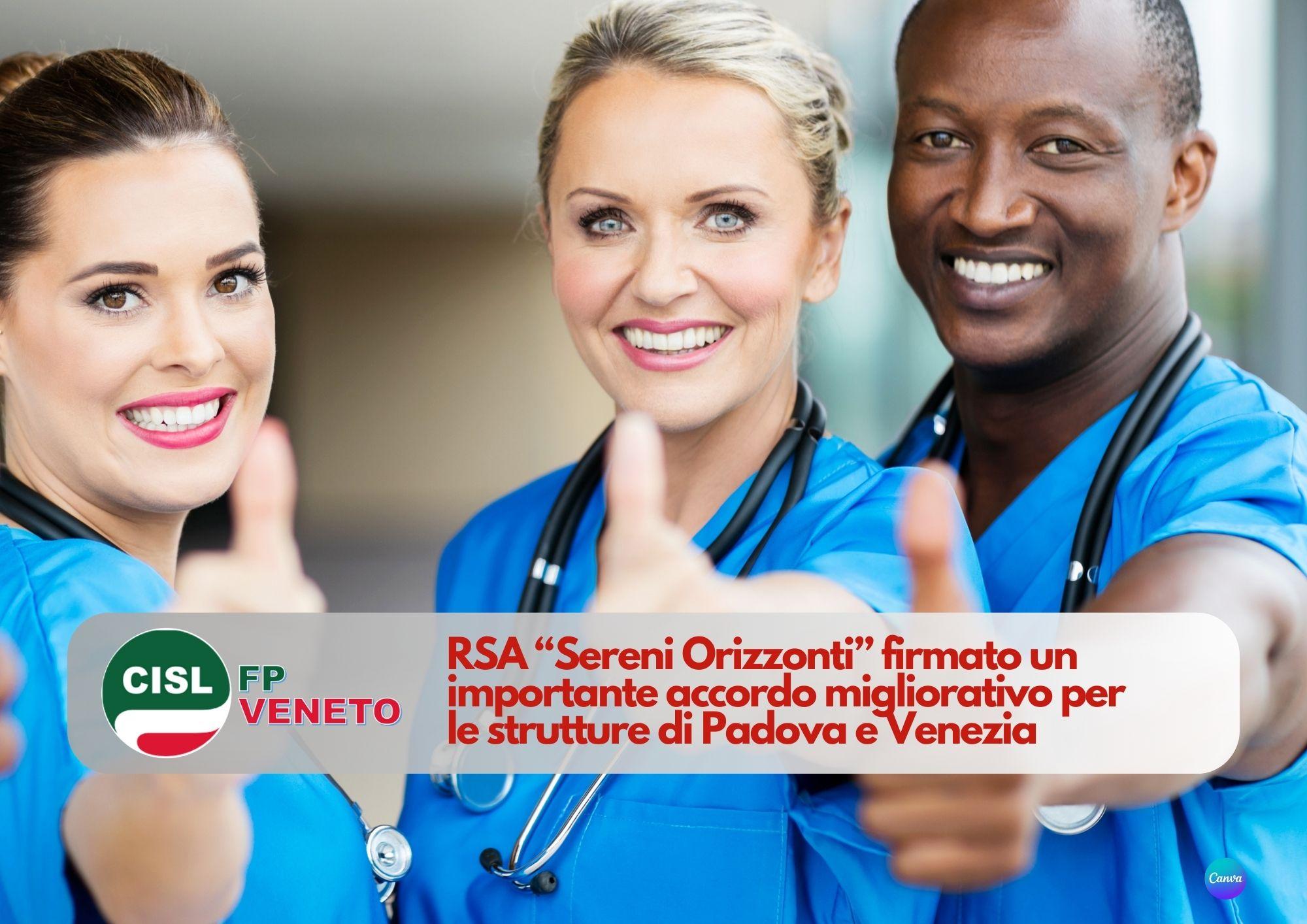 CISL FP Veneto. Firmato importante accordo di armonizzazione del contratto strutture "Sereni Orizzonti"