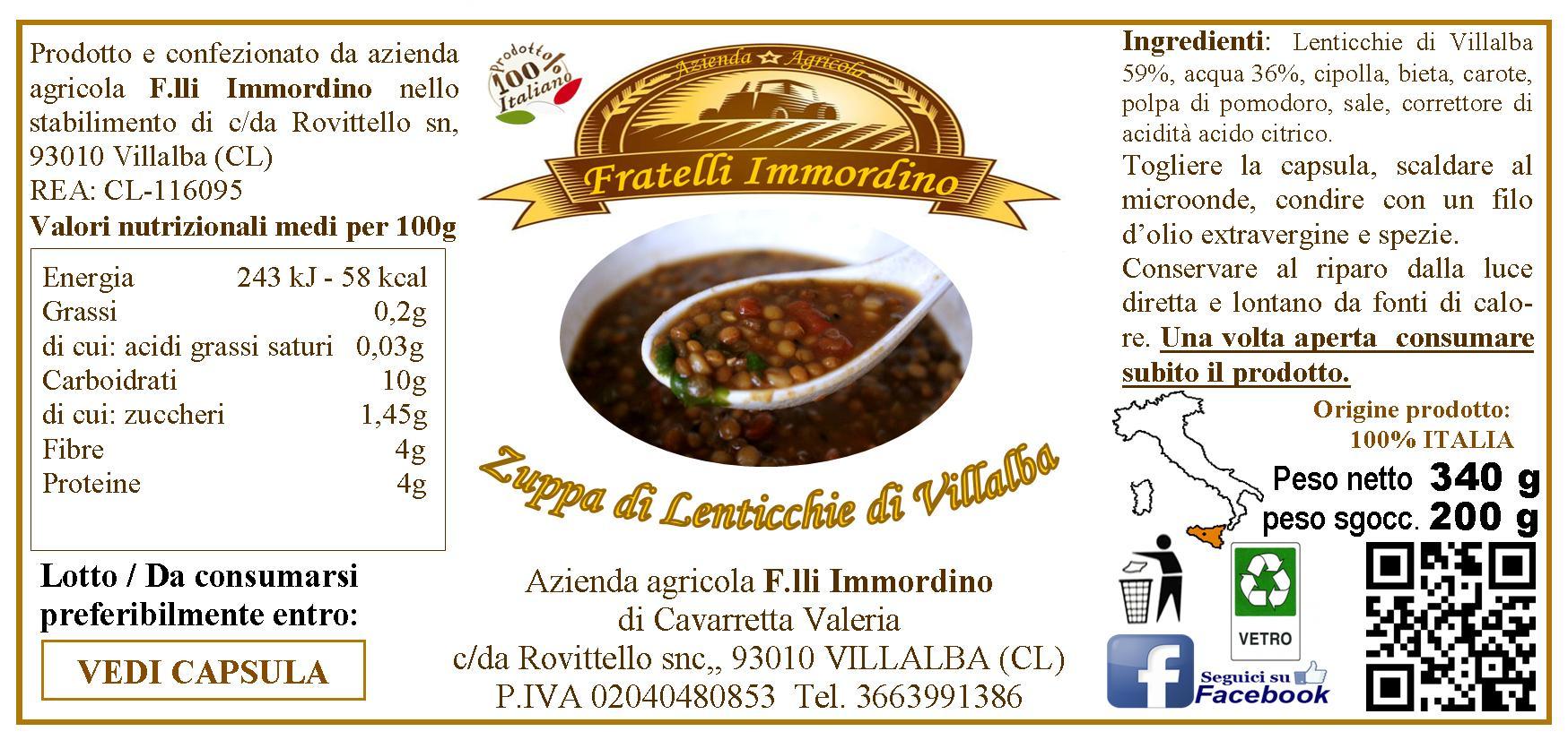 Zuppa di lenticchie di Villalba 340gr