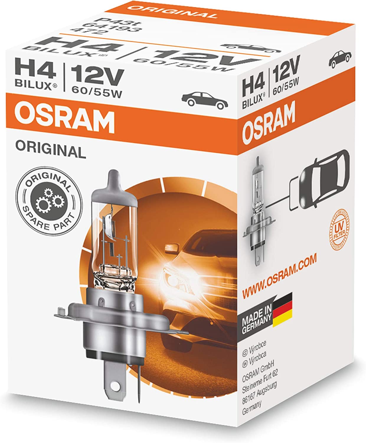 Lampada OSRAM H4 Classic 12V 55W PX26d