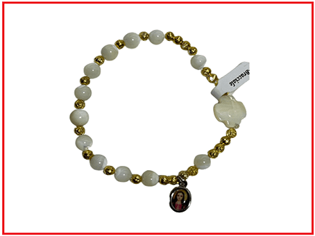 St Philomena mother-of-pearl bracelet with gold pearls