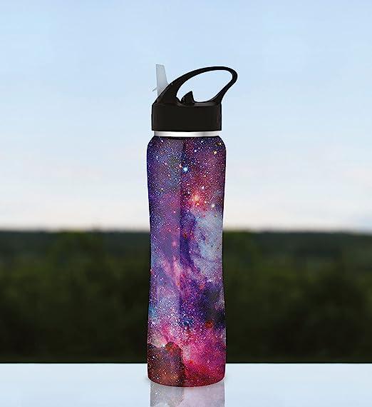 91004-Steel bottle bottiglia termica con acciaio inox con cannuccia cielo stellato