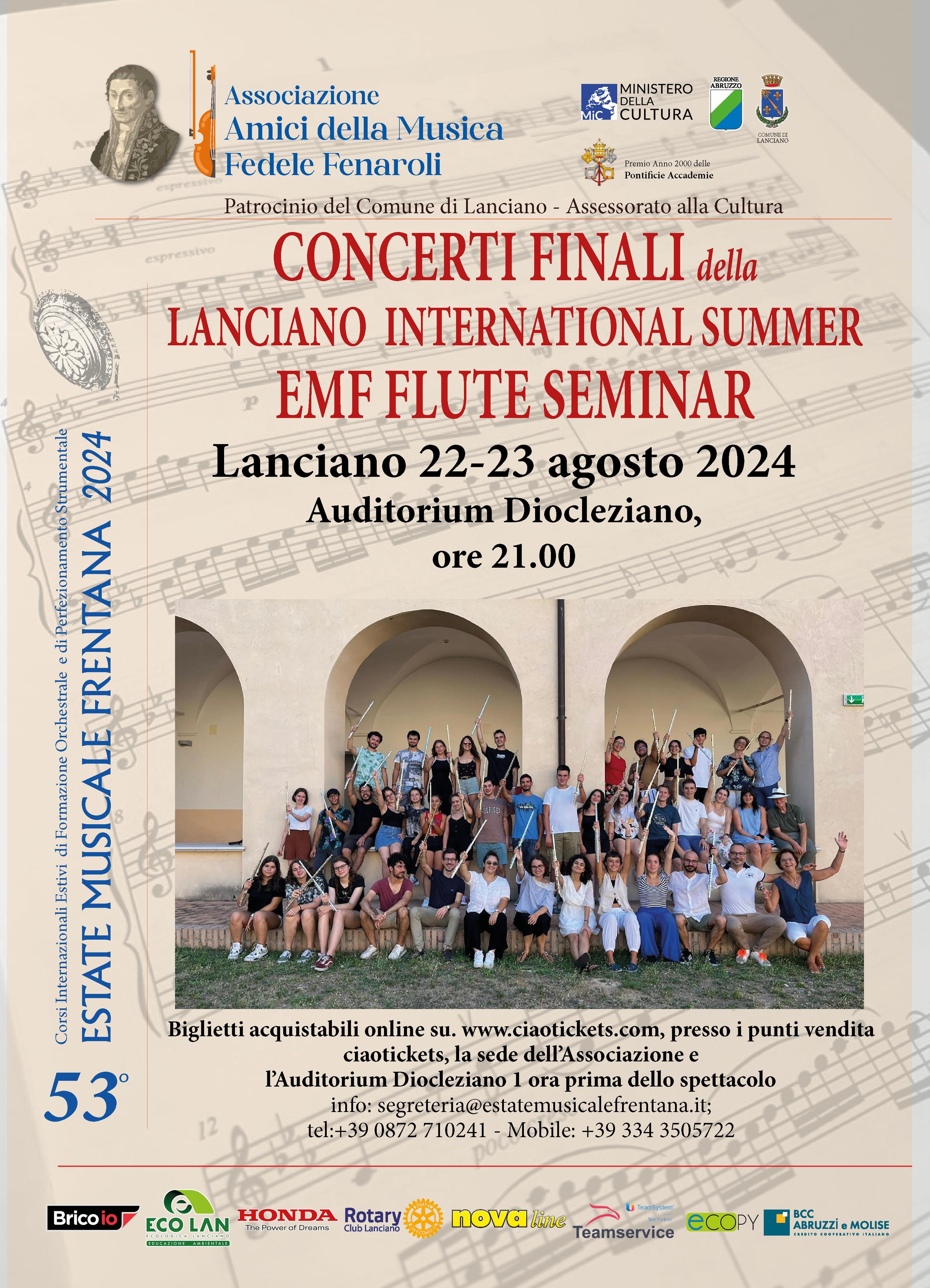 Due concerti finali per il Seminario internazionale di flauto dell’Emf