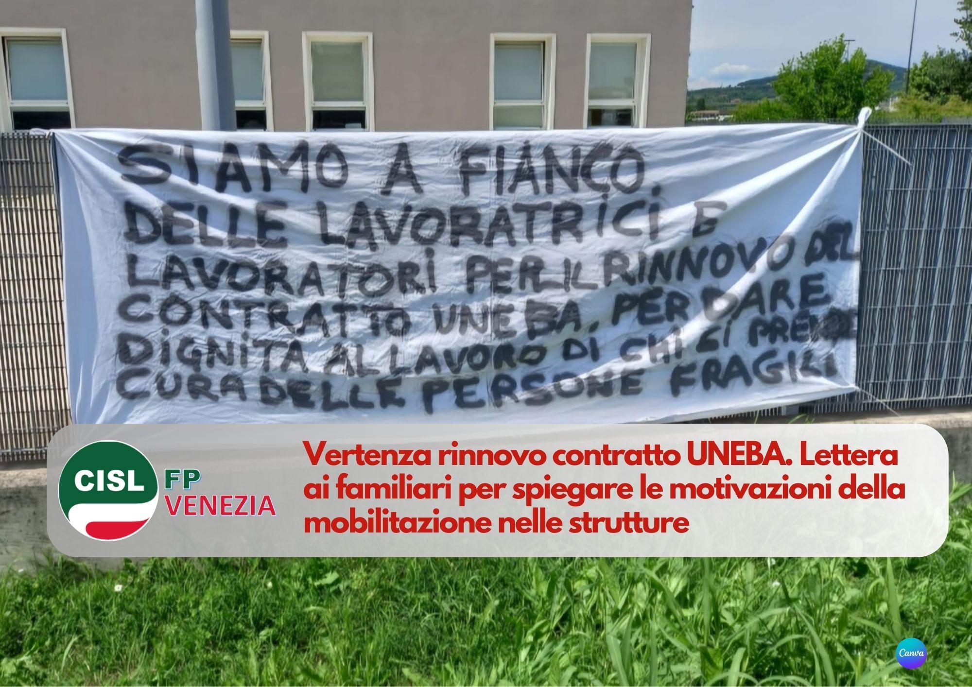 CISL FP Venezia. Lettera ai familiari per spiegare le motivazioni della mobilitazione strutture UNEBA