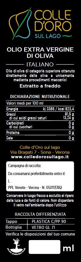 Cod. 01 Olio extra vergine di oliva Italiano - 500 ml