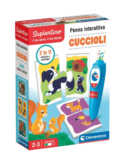 Clementoni- Sapientino interattiva Cuccioli-Gioco educativo elettronico Penna parlante per Imparare