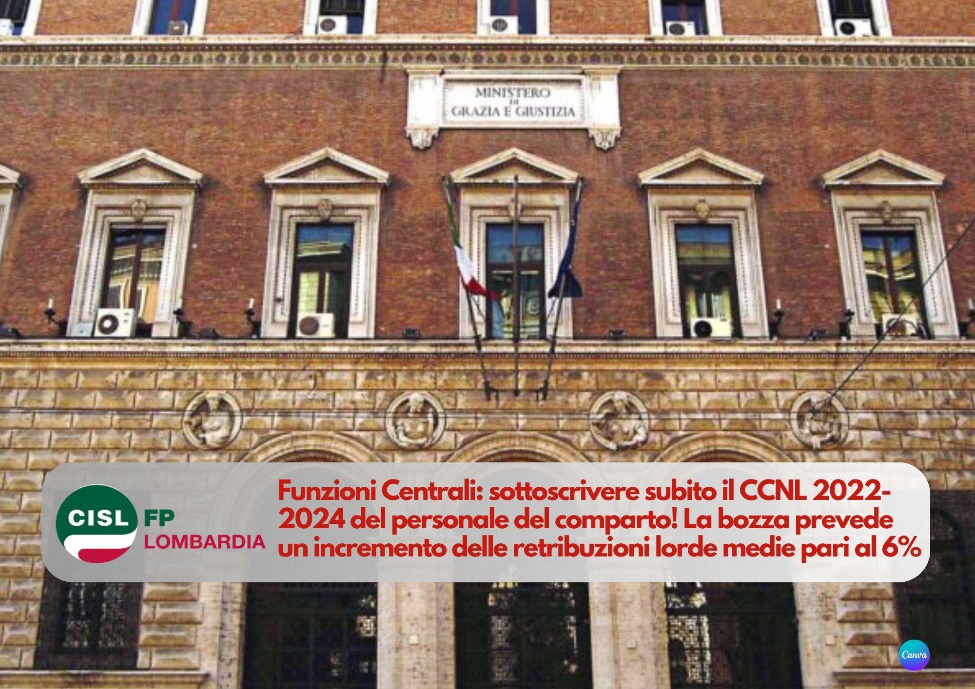 CISL FP Lombardia. Funzioni Centrali: sottoscrivere il prima possibile il contratto. La bozza del CCNL 2022-2024