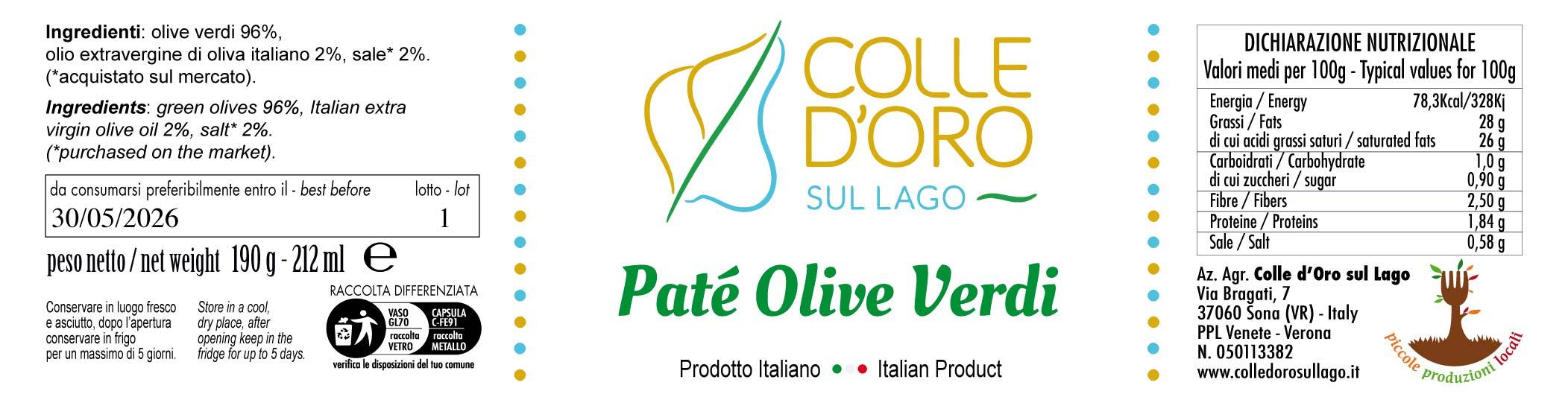 Cod. 19 Paté olive verdi 190 g