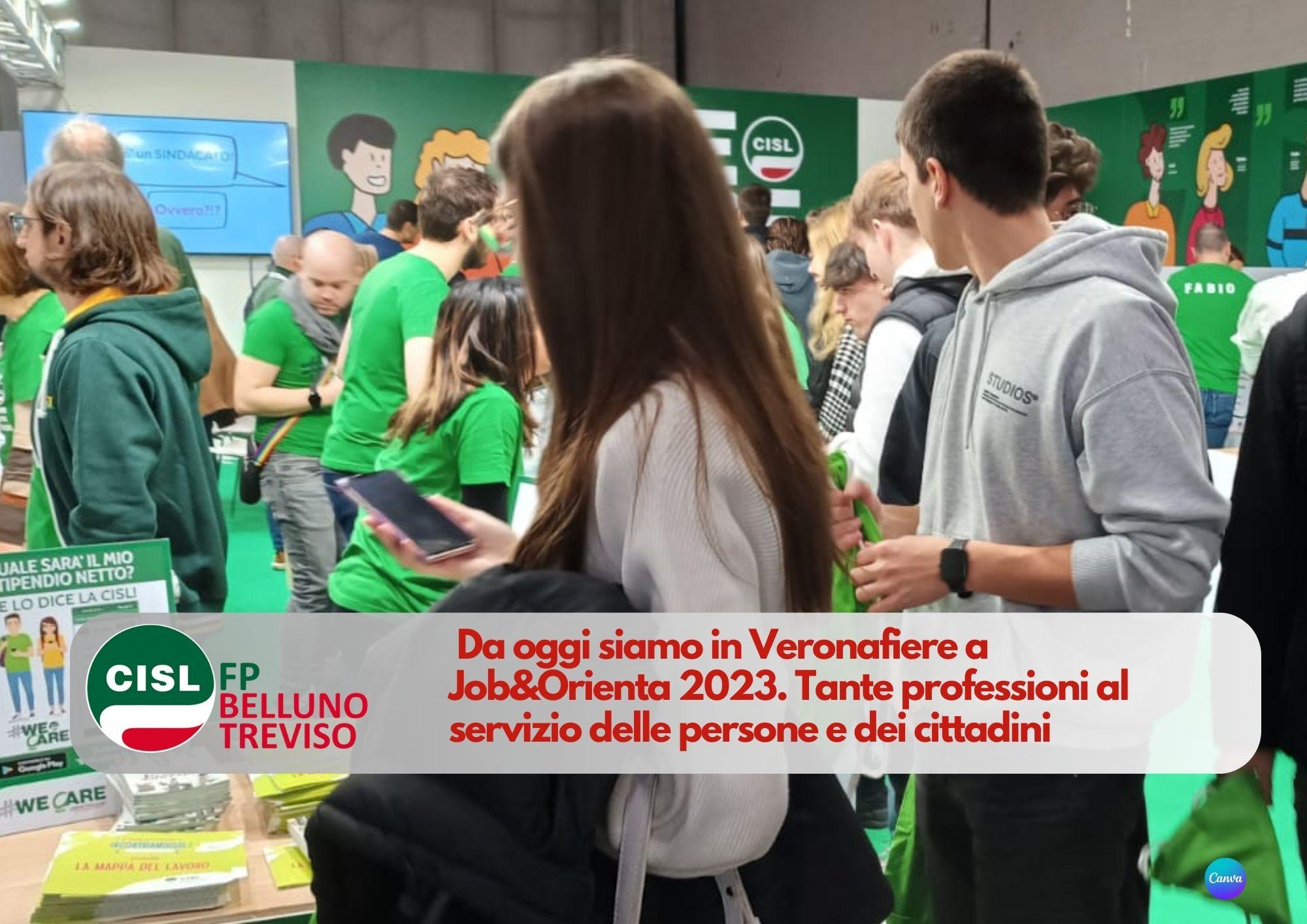 CISL FP Belluno Treviso. Siamo in Veronafiere a Job&Orienta 2023. Tante professioni al servizio delle persone e dei cittadini