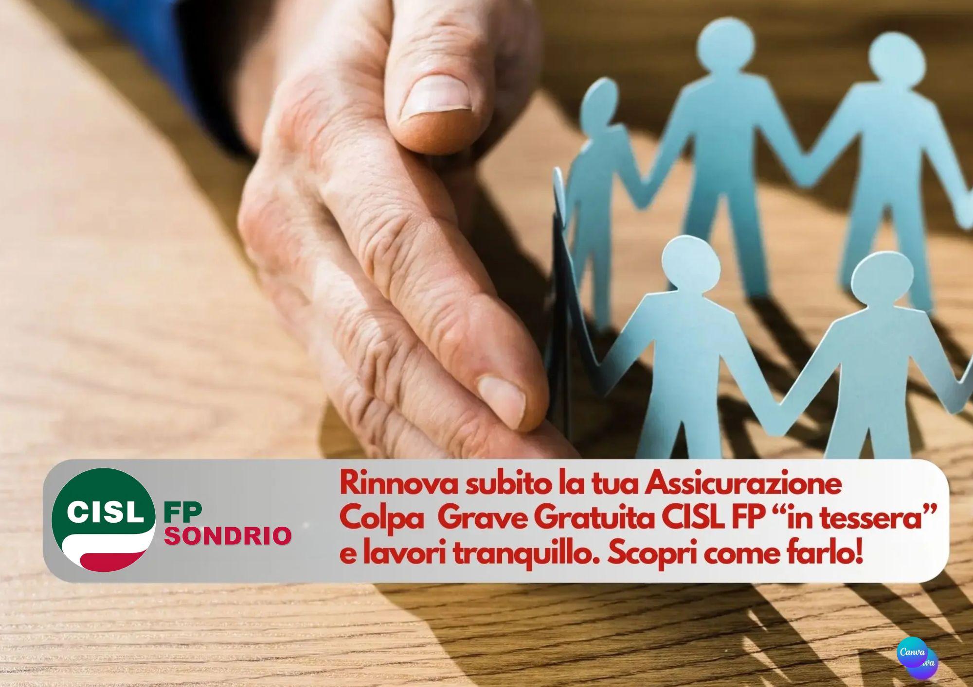 CISL FP Sondrio. Rinnova subito la tua assicurazione colpa grave gratuita CISL FP. Scopri come fare