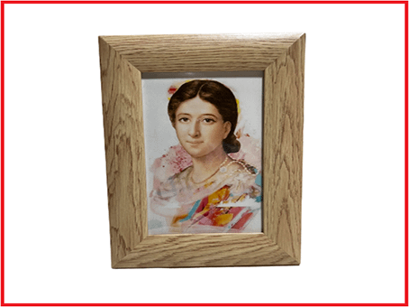 Wooden picture frame with blessed image of Pauline Jaricot (size 13 x 18)