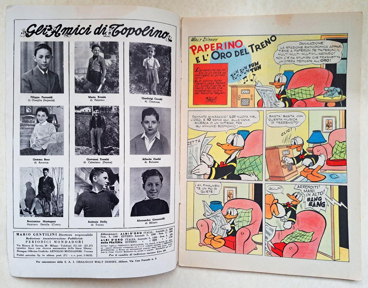 B003> Albo d'Oro Mondadori < PAPERINO e l'Oro del Treno > N° 18 del 2 MAGGIO 1954