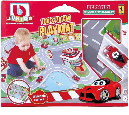 Auto Burago- Ferrari Junior City Playmat Animal Giocattolo, Multicolore