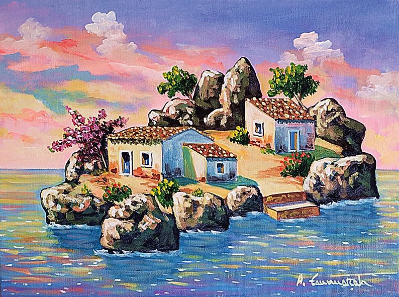 L'isola dimenticata Olio su tela 30 x 40 cm