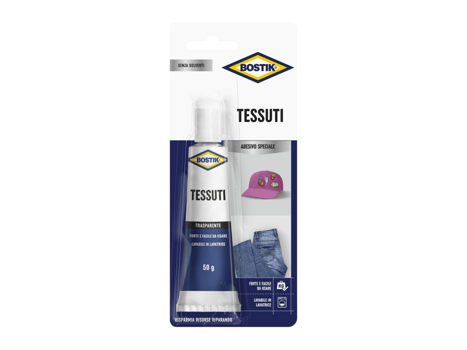 BOSTIK - Tessuti - Adesivo per tessuti trasparente, forte e rapido 50g