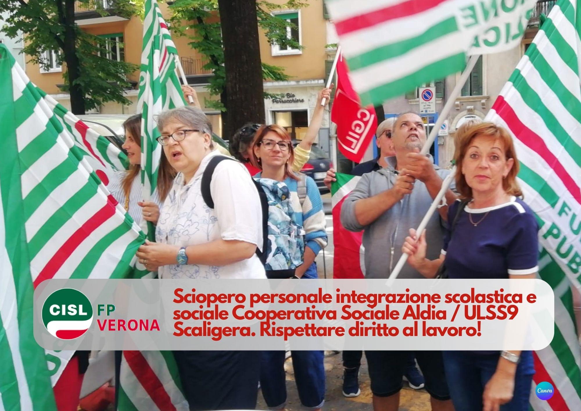 CISL FP Verona: Terzo Settore. Aldia cooperativa sociale. Lavoratrici e lavoratori in sciopero