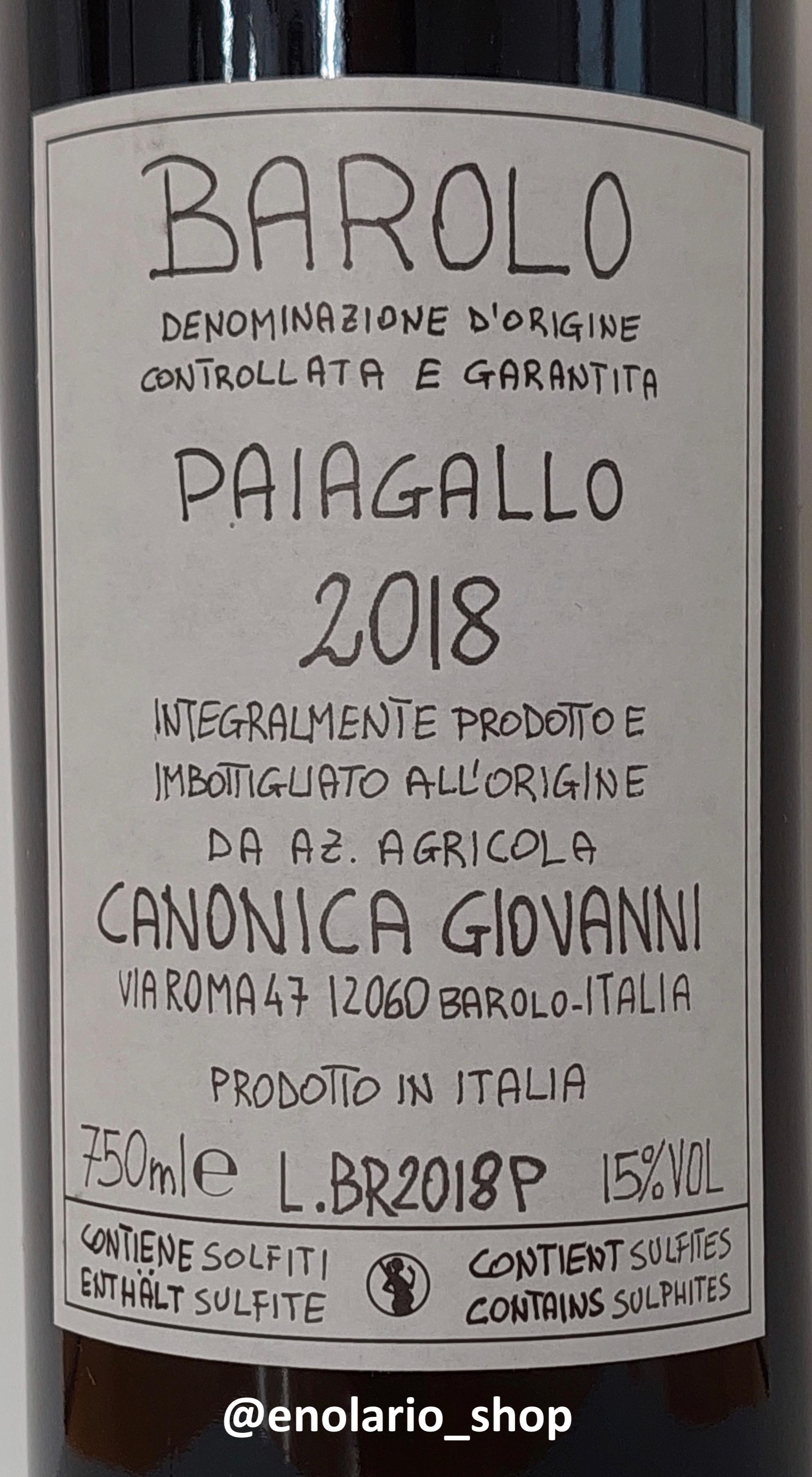 Giovanni Canonica Barolo Paiagallo 2018