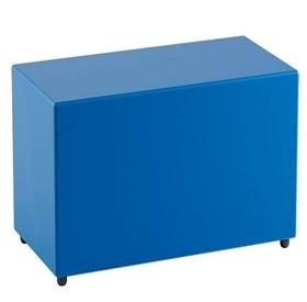 POUF RETTANGOLARE SIMILPELLE BLU IMBOTTITO 80X40X46