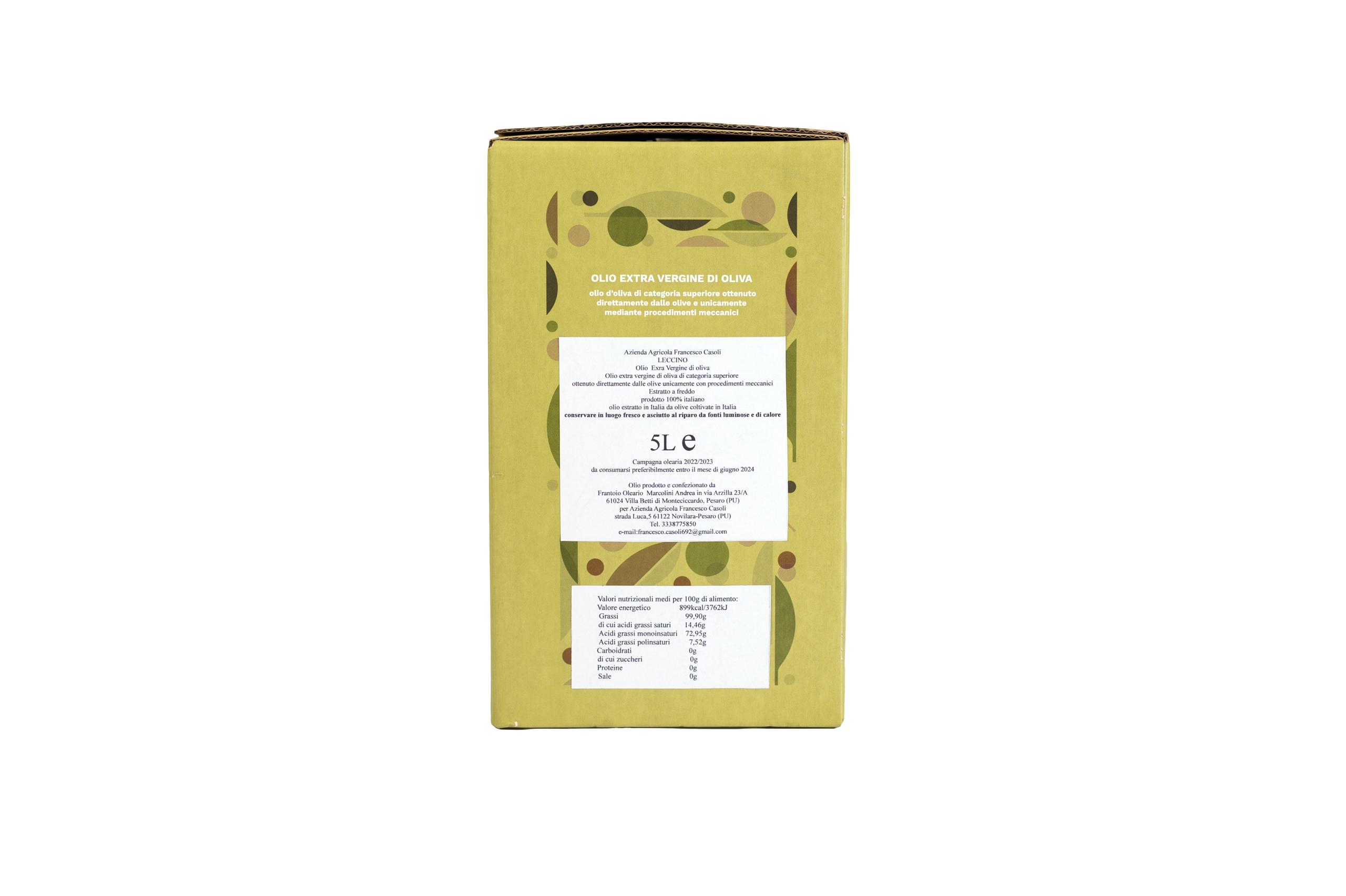 Olio Extravergine di oliva Leccino Bag in Box
