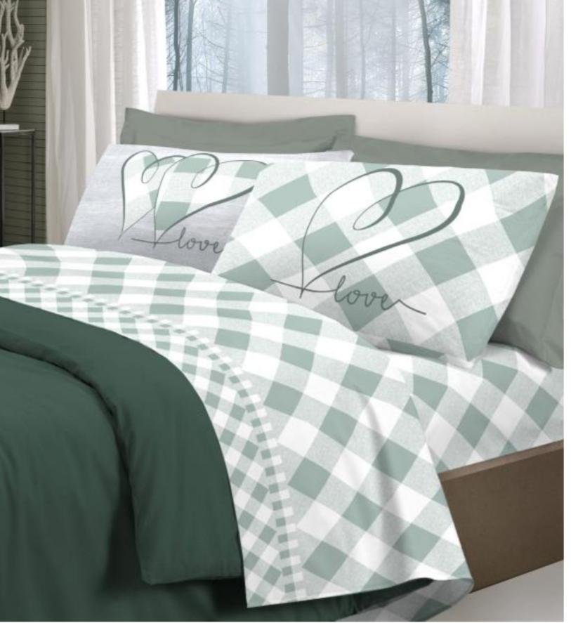 Completo letto Lovely check ( verde, grigio, beige, rosa )