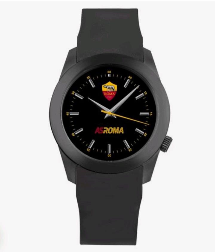 Orologio AS ROMA UFFICIALE UNISEX CASSA 40 MM CASSA ACCIAIO CINTURINO SILICONE NERO