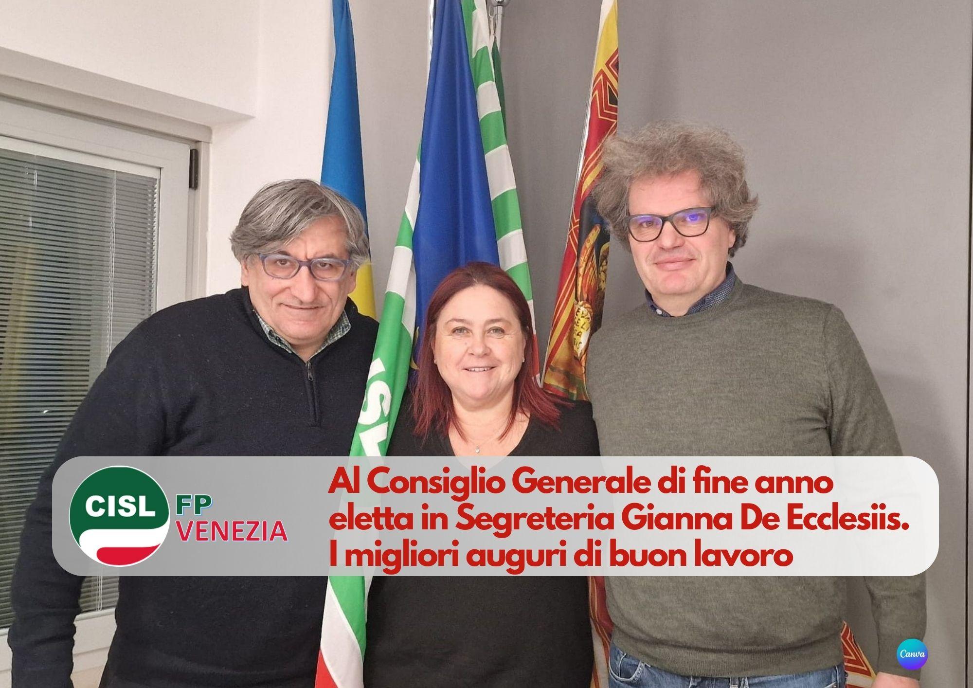 CISL FP Venezia. Gianna De Ecclesiis eletta nella Segreteria CISL FP provinciale veneziana