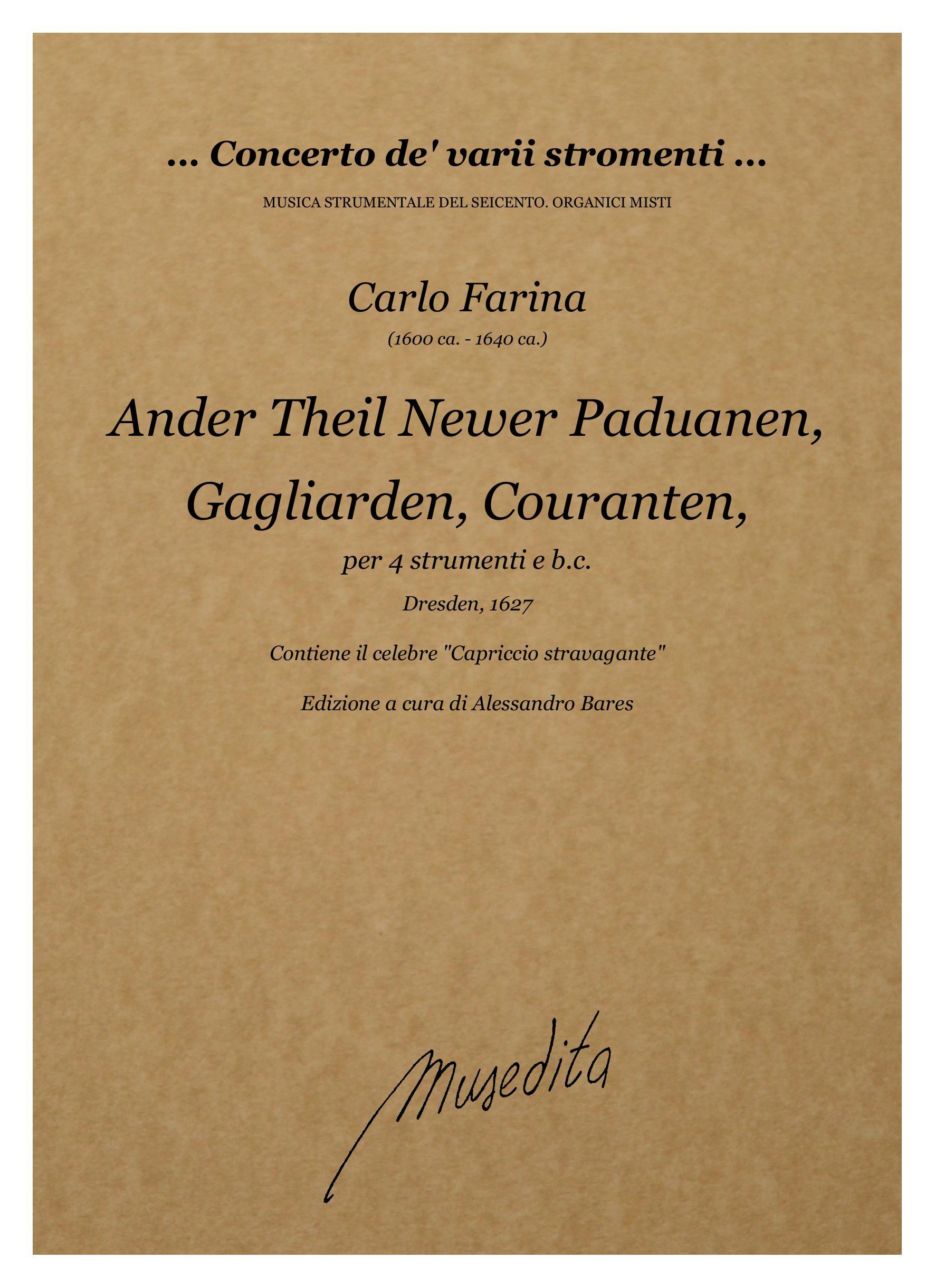 C.Farina: Paduanen, Gagliarden, Couranten,  Französischen Arien (Ander Theil) (Dresden, 1627)