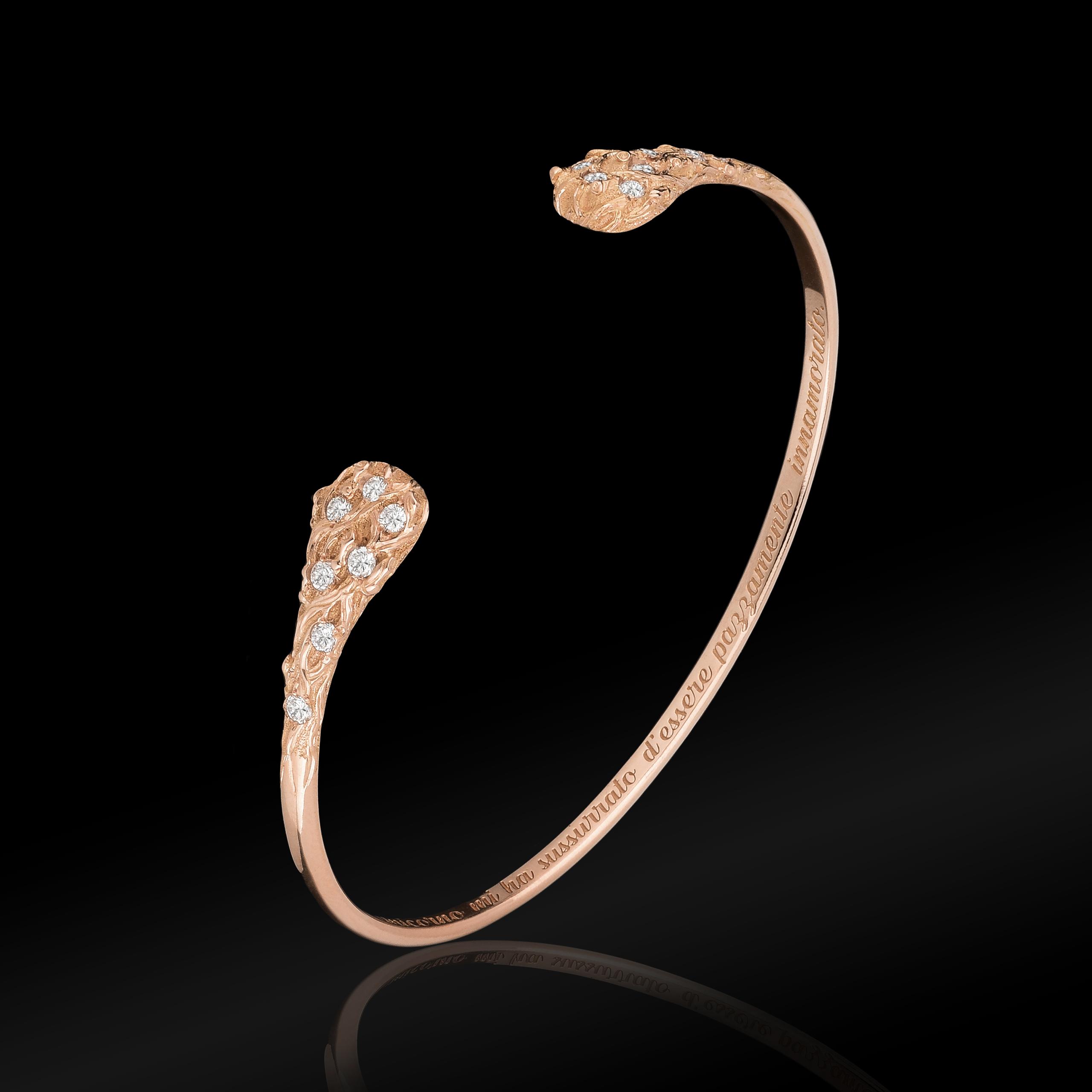 18kt rose gold with natural white diamonds