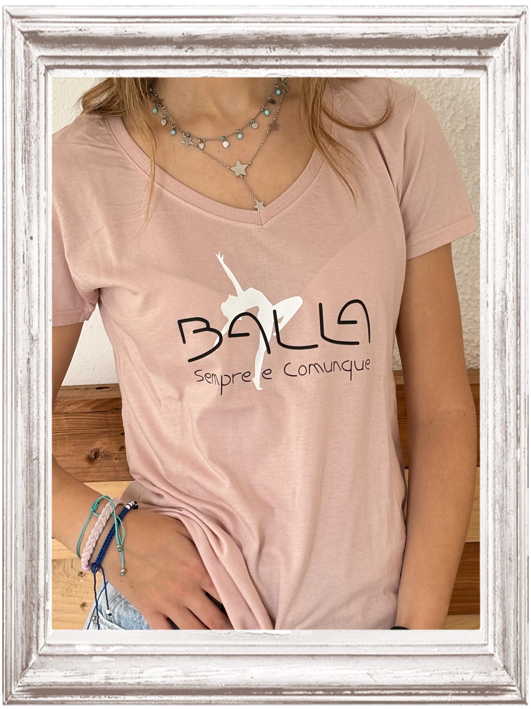 T-shirt balla sempre e comunque rosa, grigia