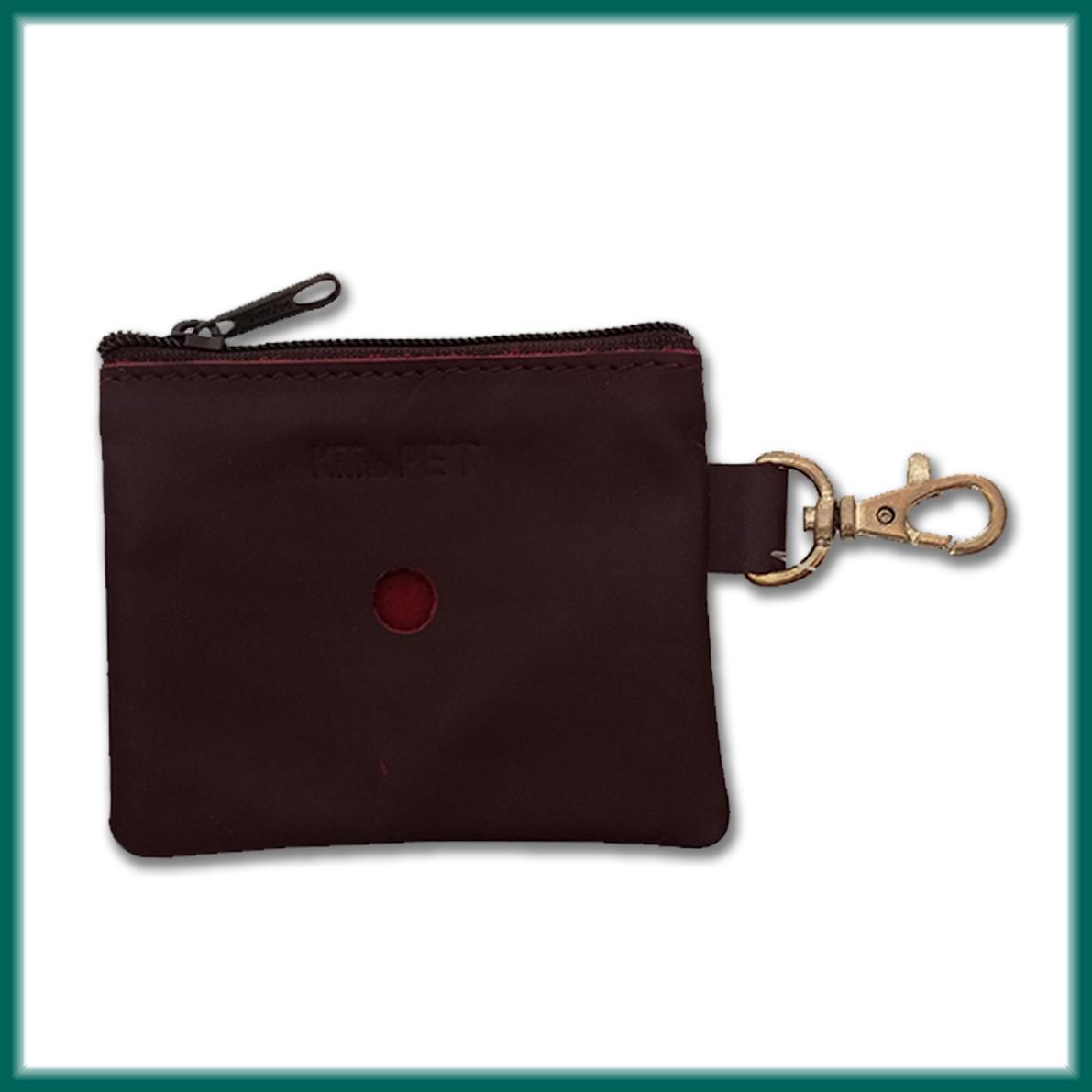 Poop bag in pelle bordeaux con zip