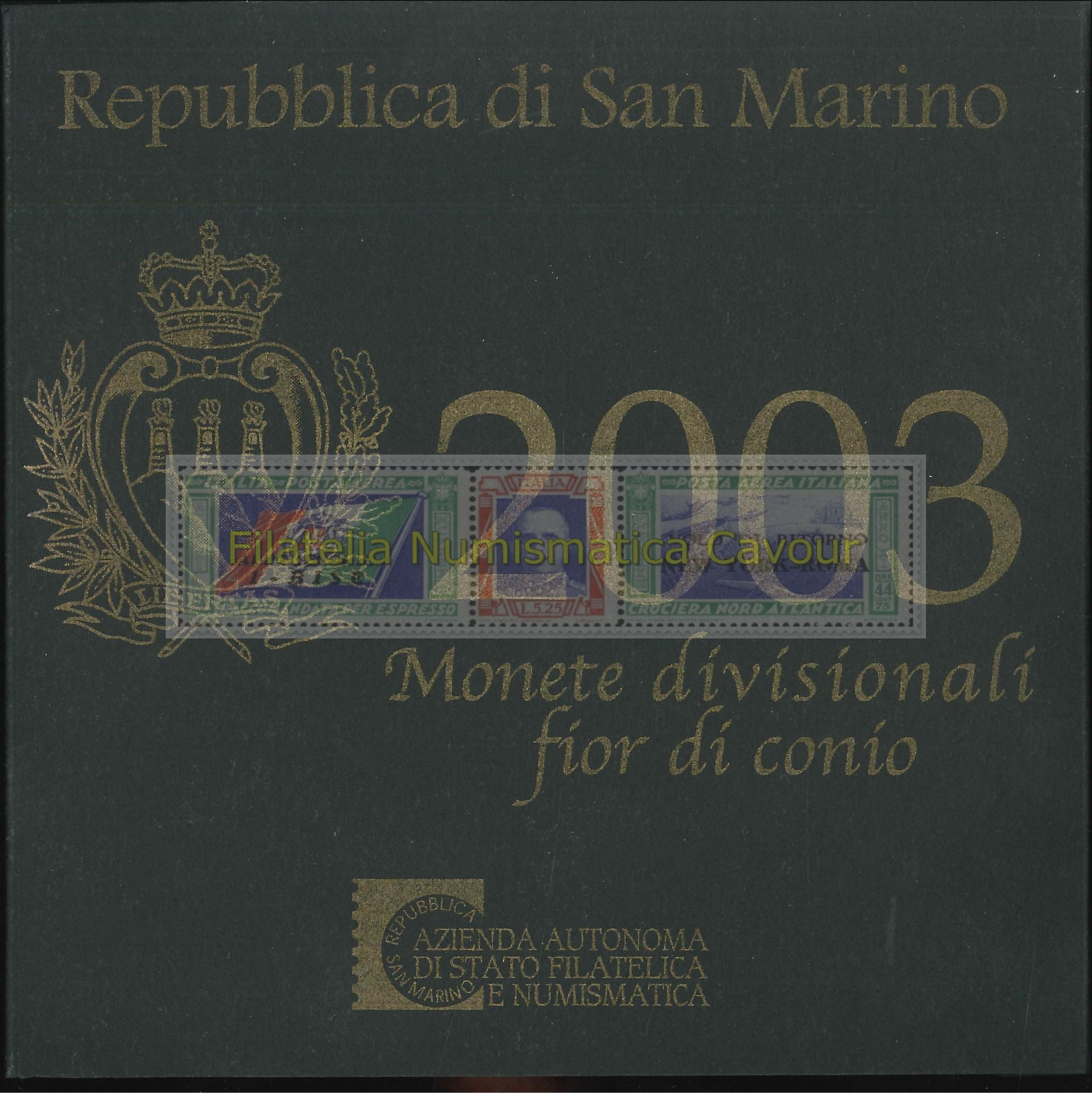 2003 - FDC DIVISIONALE + 5 euro ARGENTO - 9 VALORI