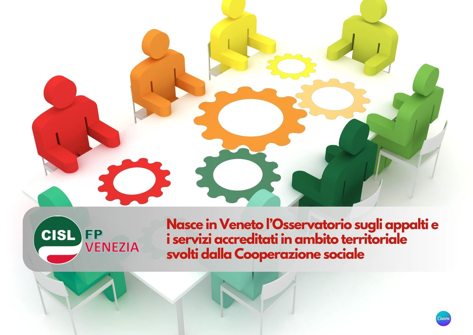 CISL FP Venezia. Nasce l'osservatorio regionale sugli appalti e i servizi accreditati svolti dalla Cooperazione sociale